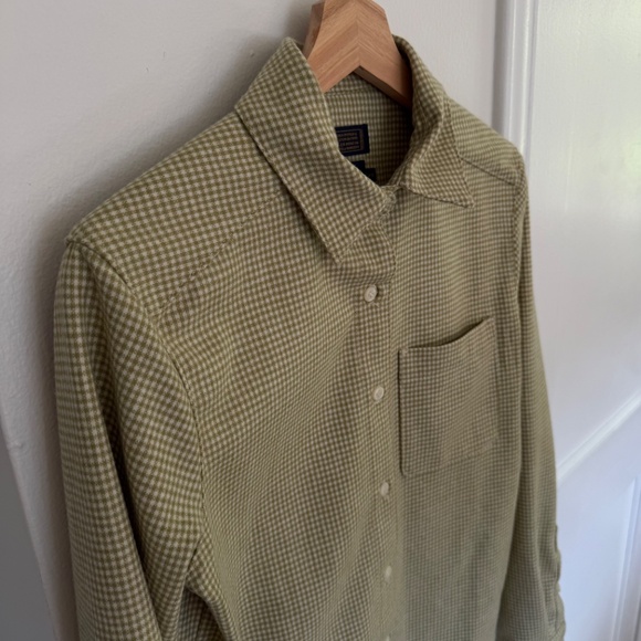 LIKE NEW Pendleton 100% Wool Plaid Shirt Jacket - Green Gingham - Picture 7 of 7
